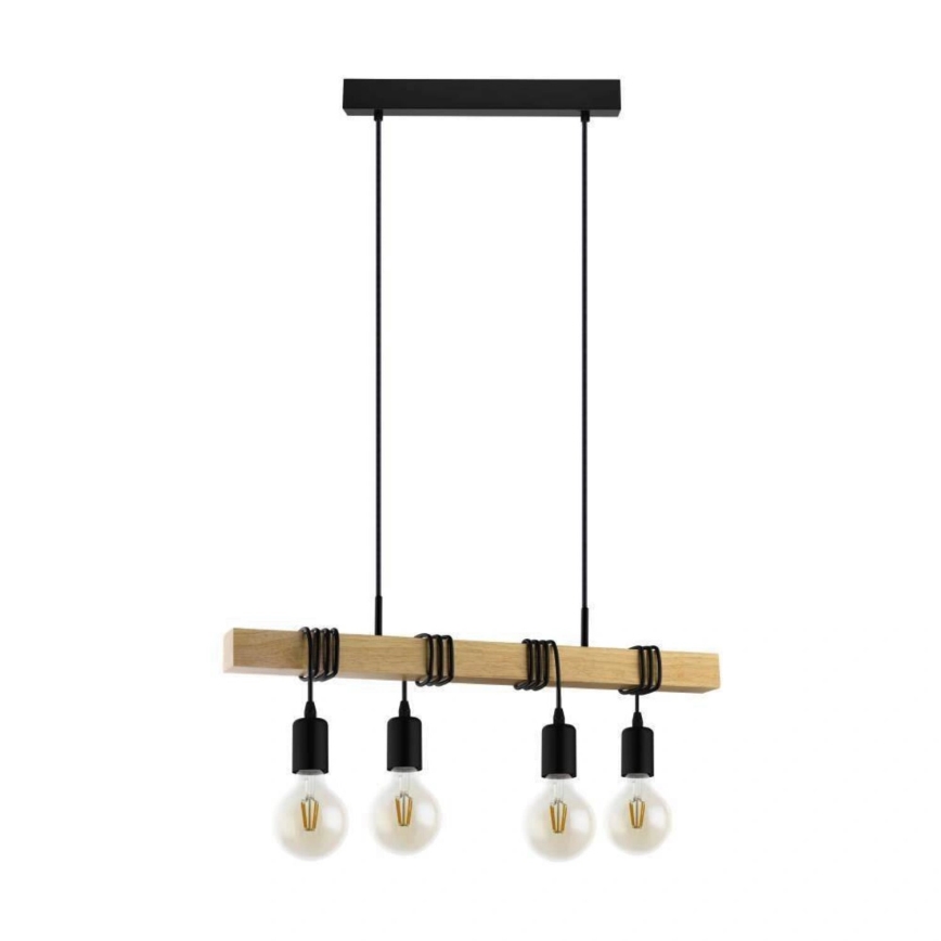 Eglo 33378 - Lampadario LED a sospensione con filo TOWNSHEND 4xE27/4W/230V 2200K beige/nero