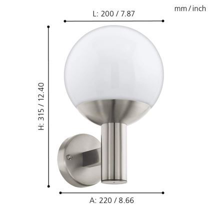 Eglo 33564 - Lampada da parete LED per esterni NISIA-C LED/9W/230V IP44
