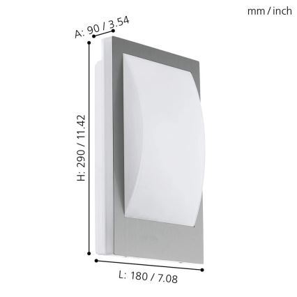 Eglo 33569 - Applique LED da esterno VERRES-C 1xE27/9W/230V IP44 cromo opaco
