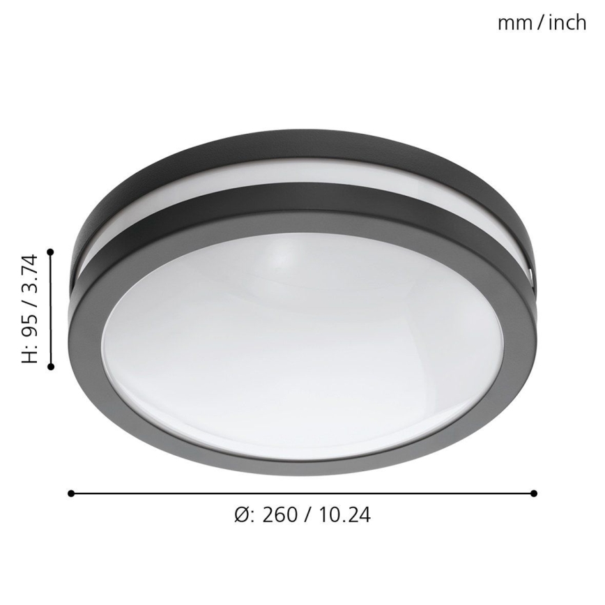 Eglo 33571 - Plafoniera LED dimmerabile per bagno LOCANA-C LED/14W/230V IP44 antracite