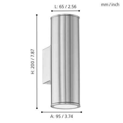 Eglo 33582 - LED RGBW Dimmerabile per esterni wall illuminazione RIGA 2xGU10/5W/230V IP44