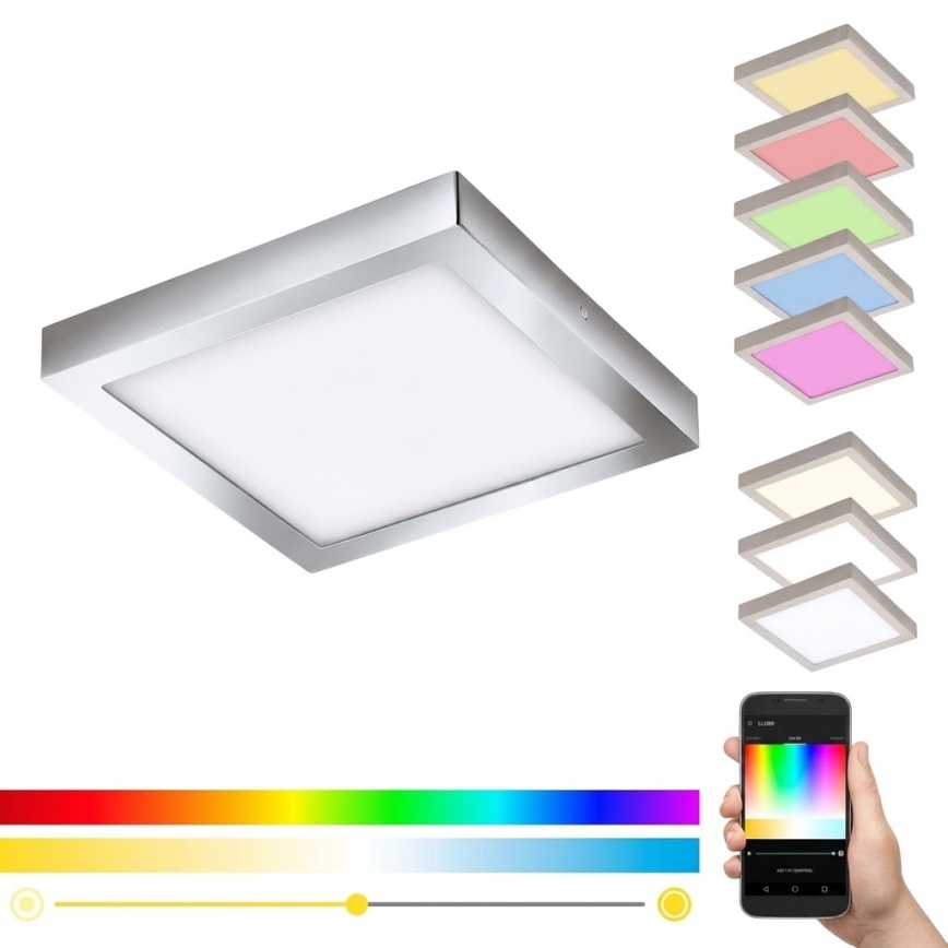 Eglo 33668-LED RGBW Plafoniera per bagno dimmerabile FUEVA-C 21W/230V 2700-6500K 30x30cm IP44