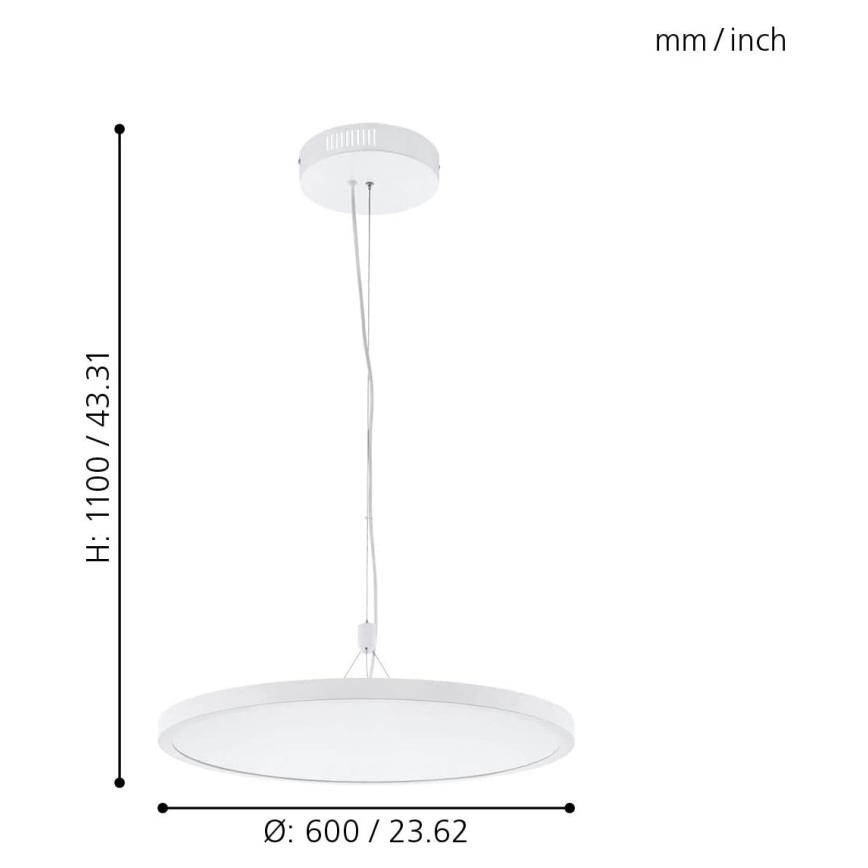 Eglo 33676 - Lampada a sospensione dimmerabile LED RGBW su cavo CERIGNOLA-C LED/32W/230V 2700-6500K bianco + telecomando