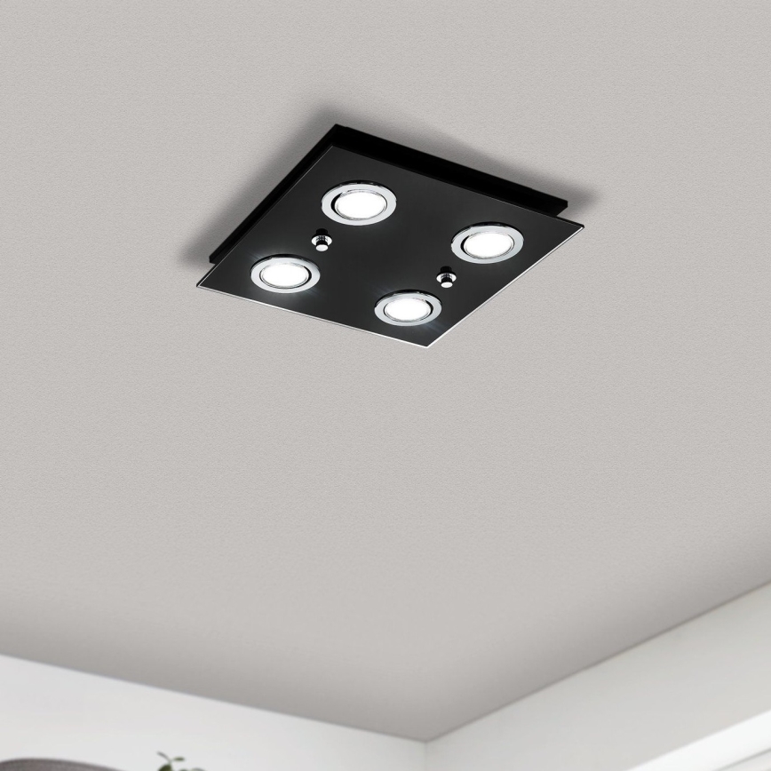 Eglo 33804 - Plafoniera LED GRATTINO 4xGU10/2,8W/230V 3000K nero