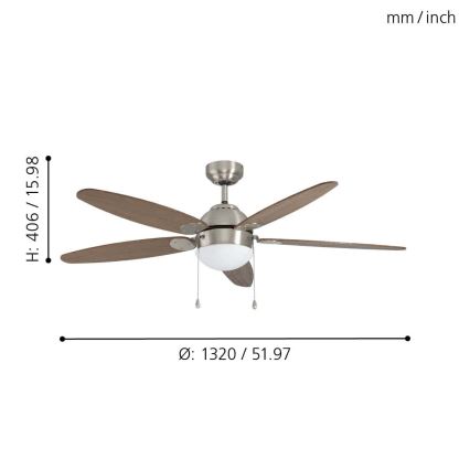 Eglo - Vetilatore da soffitto 1xE14/60W/230V
