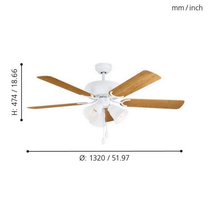 Eglo 35076 - Ventilatore da soffitto LAS PALMAS 3xE27/40W/230V marrone