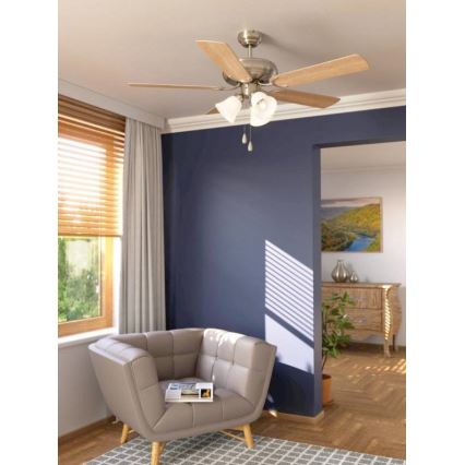 Eglo 35077 - Ventilatore da soffitto LAS PALMAS 3xE27/40W/230V cromo opaco/marrone