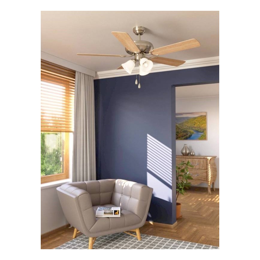 Eglo 35077 - Ventilatore da soffitto LAS PALMAS 3xE27/40W/230V cromo opaco/marrone