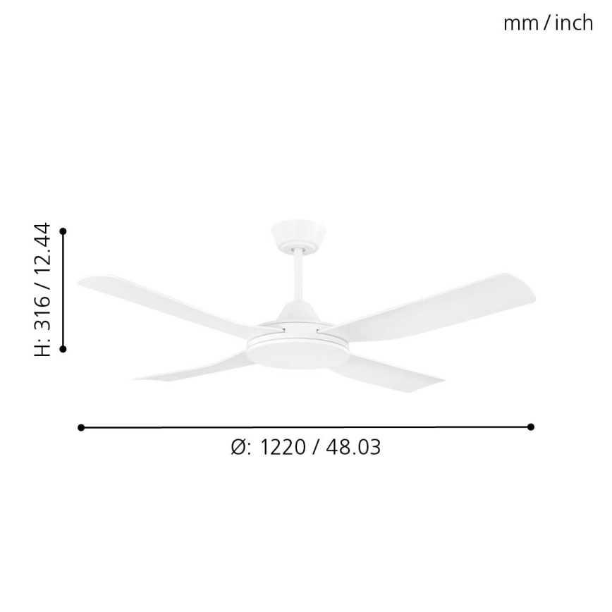 Eglo - Ventilatore da soffitto 52W/230V con telecomando bianco
