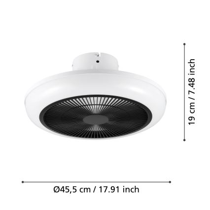 Eglo - Ventilatore da soffitto dimmerabile LED/25,5W/230V bianco/nero + telecomando