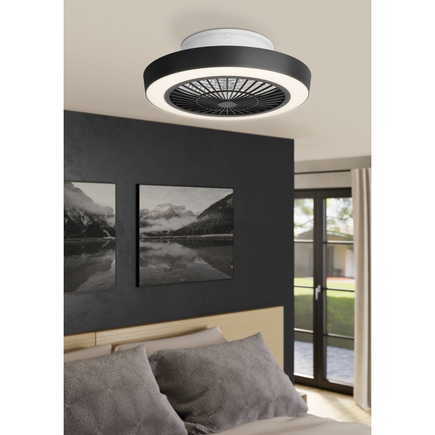 Eglo - LED Dimmerabile ceiling fan LED/37,8W/230V nero + telecomando