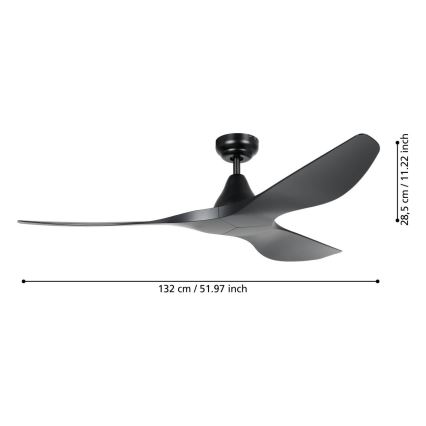 Eglo - Ventilatore da soffitto Ø 132 cm nero + telecomando