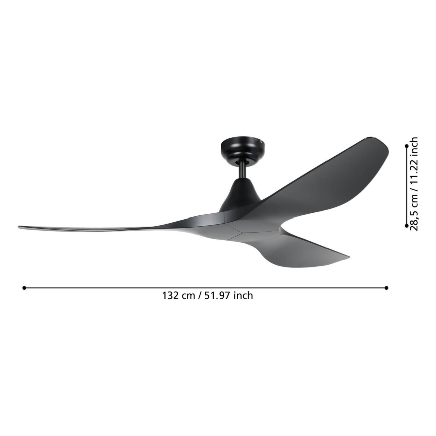 Eglo - Ventilatore da soffitto Ø 132 cm nero + telecomando