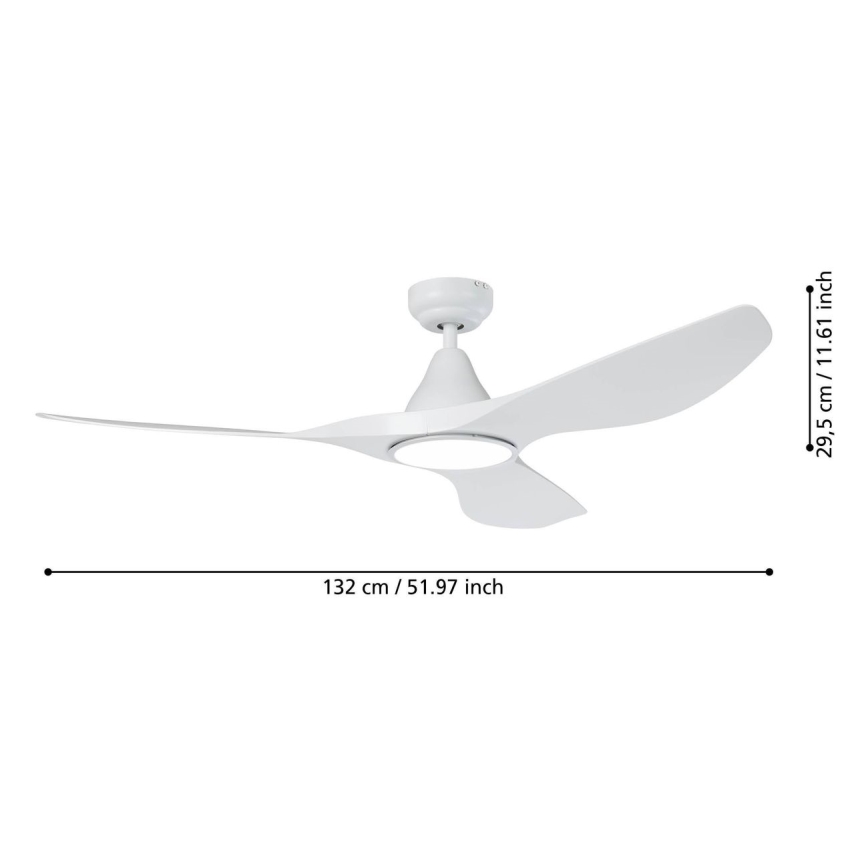 Eglo - Ventilatore da soffitto LED 19 W/230 V Ø 132 cm bianco + telecomando