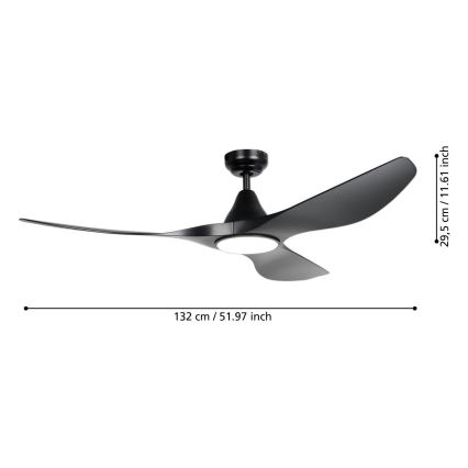 Eglo - Ventilatore da soffitto LED/20W/230V 3000/4000/5000K Ø 132 cm nero + telecomando