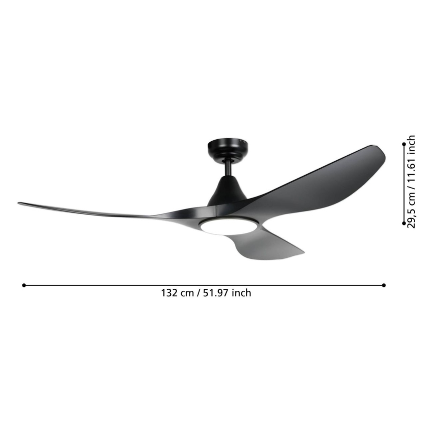 Eglo - Ventilatore da soffitto LED/19W/230V Ø 132 cm nero + telecomando