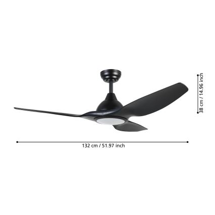 Eglo - LED Dimmerabile ceiling fan LED/16W/230V nero + telecomando