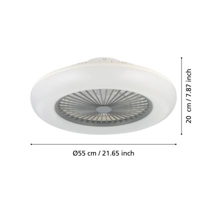 Eglo - Ventilatore da soffitto dimmerabile a LED 3xLED/12,6W/230V 2700-6500K diametro 55 cm grigio + telecomando