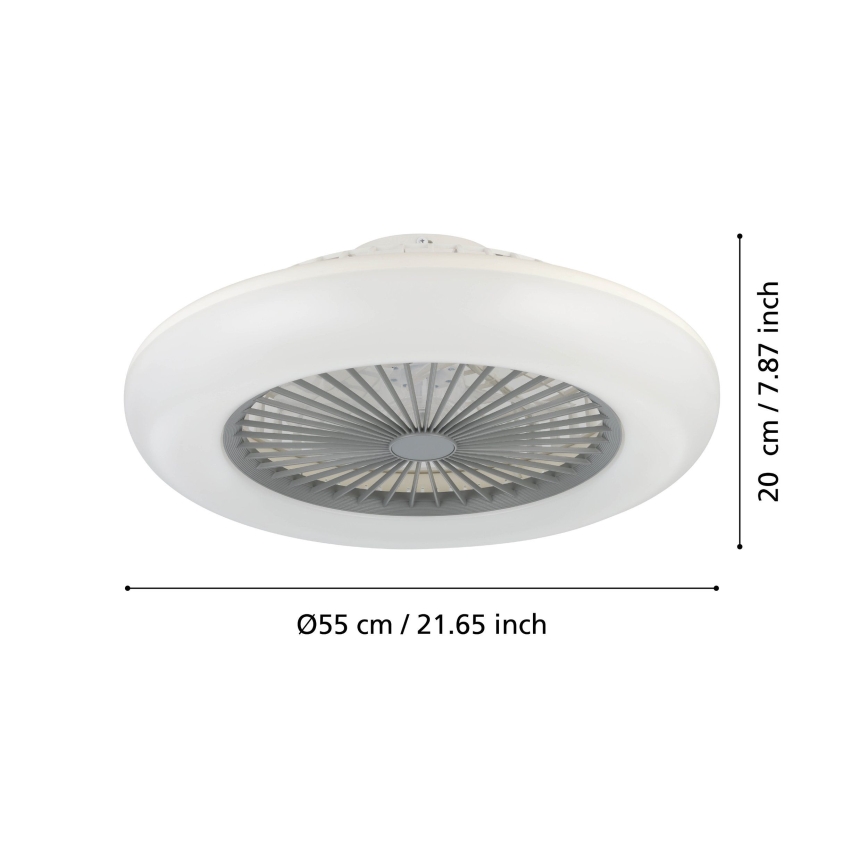 Eglo - Ventilatore da soffitto dimmerabile a LED 3xLED/12,6W/230V 2700-6500K diametro 55 cm grigio + telecomando