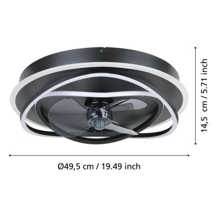 Eglo - ventilatore da soffitto dimmerabile a LED 4xLED/9W/230V 2700-6500K Ø 50 cm nero + telecomando