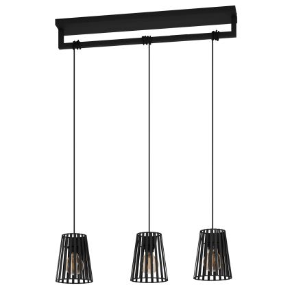 Eglo - Lampadario a sospensione con filo 3xE27/40W/230V nero
