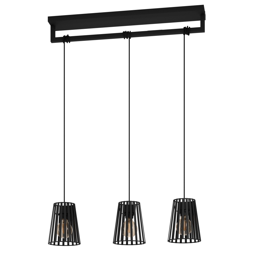 Eglo - Lampadario a sospensione con filo 3xE27/40W/230V nero