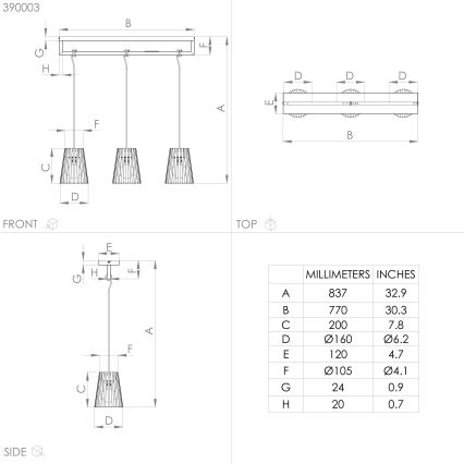 Eglo - Lampadario a sospensione con filo 3xE27/40W/230V nero