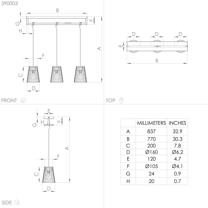 Eglo - Lampadario a sospensione con filo 3xE27/40W/230V nero