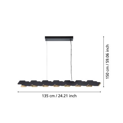 Eglo - Lampadario a sospensione con filo LED dimmerabile LED/44W/230V 3000K nero/oro