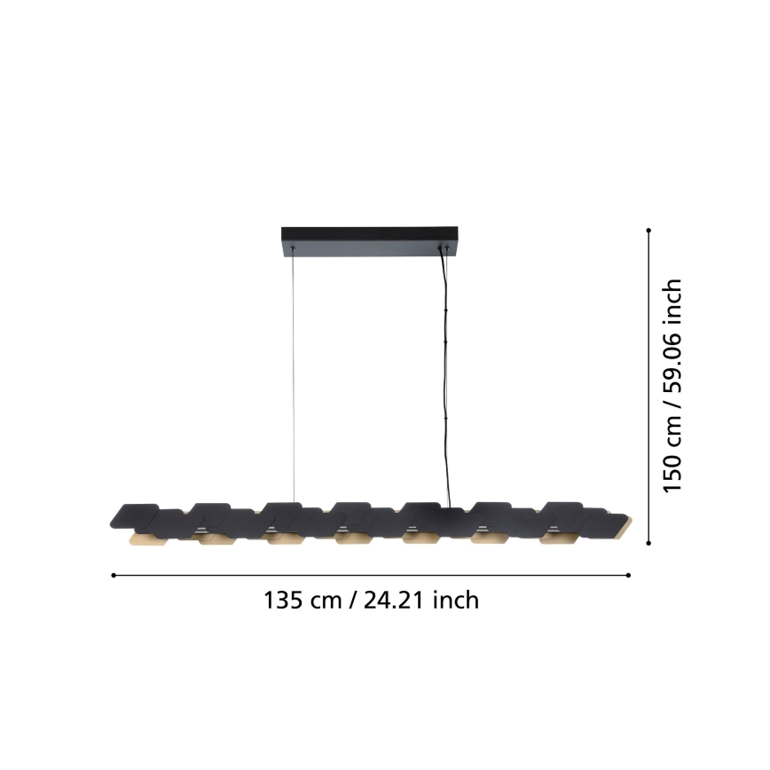 Eglo - Lampadario a sospensione con filo LED dimmerabile LED/44W/230V 3000K nero/oro