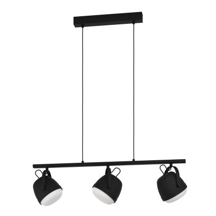 Eglo - Lampadario a sospensione con filo 3xE27/28W/230V nero