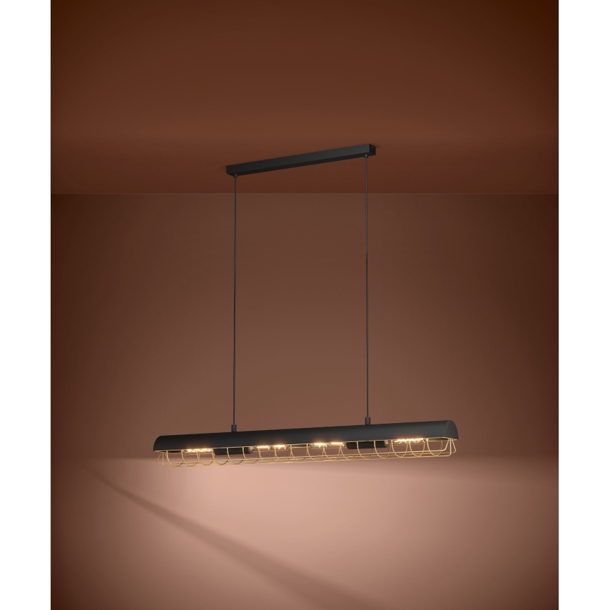 Eglo - Lampadario a sospensione con filo 4xE27/40W/230V nero/oro