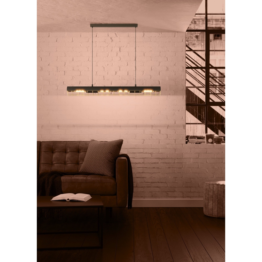 Eglo - Lampadario a sospensione con filo 4xE27/40W/230V nero/oro