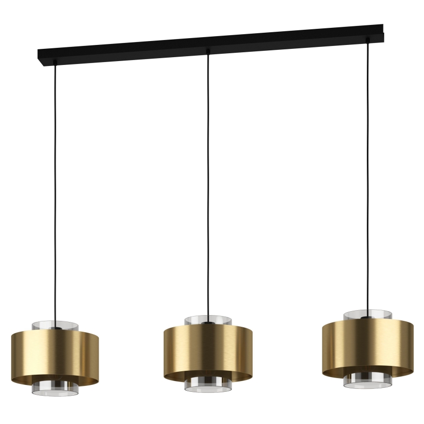 Eglo - Lampadario a sospensione con filo 3xE27/40W/230V oro