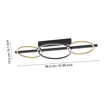Eglo - Lampadario a plafone LED dimmerabile 2xLED/12,5W/230V + LED/15,5W 3000K nero