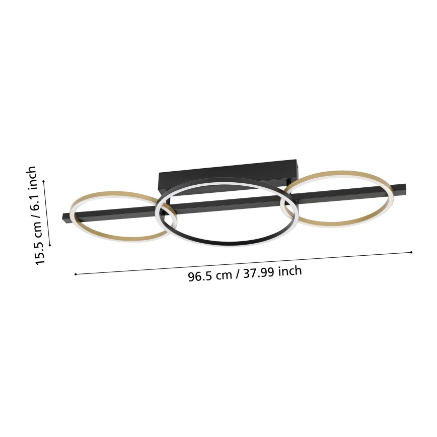 Eglo - Lampadario a plafone LED dimmerabile 2xLED/12,5W/230V + LED/15,5W 3000K nero