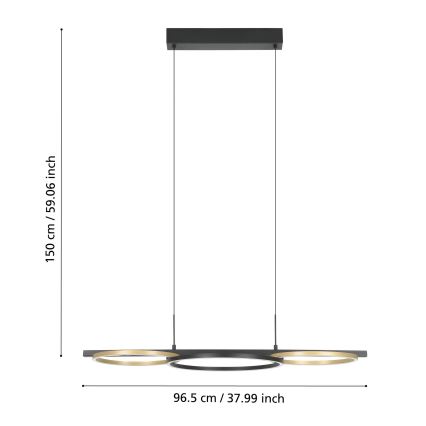 Eglo - Lampadario a sospensione con filo LED dimmerabile 2xLED/12,5W/230V + LED/15,5W 3000K nero