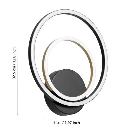 Eglo - Applique a LED LED/12W/230V 3000K + 4xLED/2,1W 3000K nero