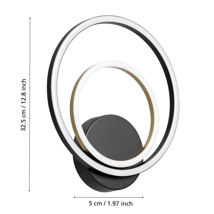 Eglo - Applique a LED LED/12W/230V 3000K + 4xLED/2,1W 3000K nero