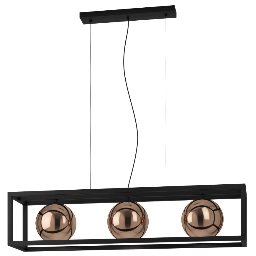 Eglo - Lampadario a sospensione con filo 3xE27/40W/230V rame/nero