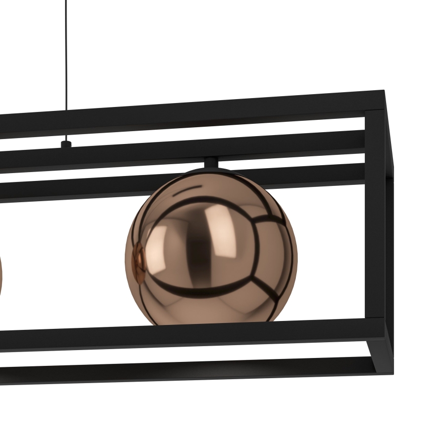Eglo - Lampadario a sospensione con filo 3xE27/40W/230V rame/nero