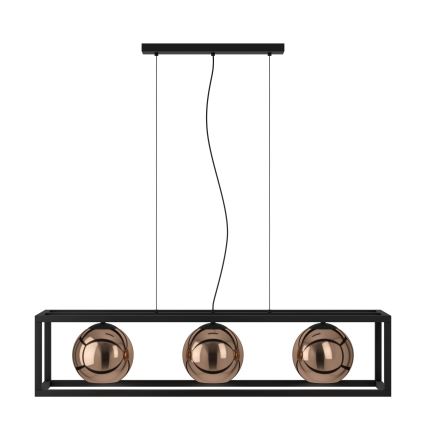 Eglo - Lampadario a sospensione con filo 3xE27/40W/230V rame/nero