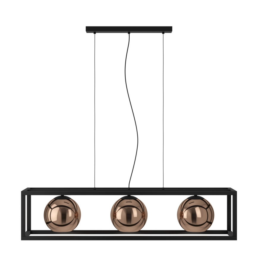 Eglo - Lampadario a sospensione con filo 3xE27/40W/230V rame/nero