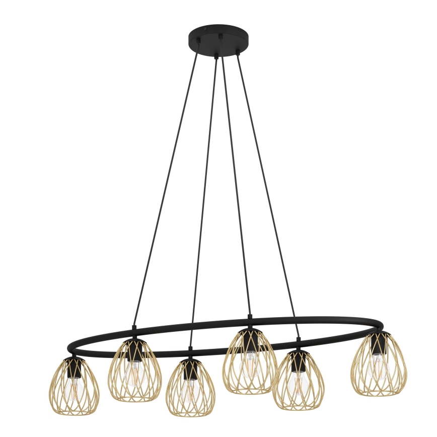 Eglo - Lampadario a sospensione con filo 6xE27/40W/230V nero/oro