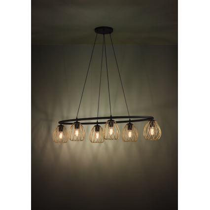Eglo - Lampadario a sospensione con filo 6xE27/40W/230V nero/oro