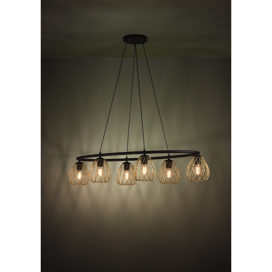 Eglo - Lampadario a sospensione con filo 6xE27/40W/230V nero/oro