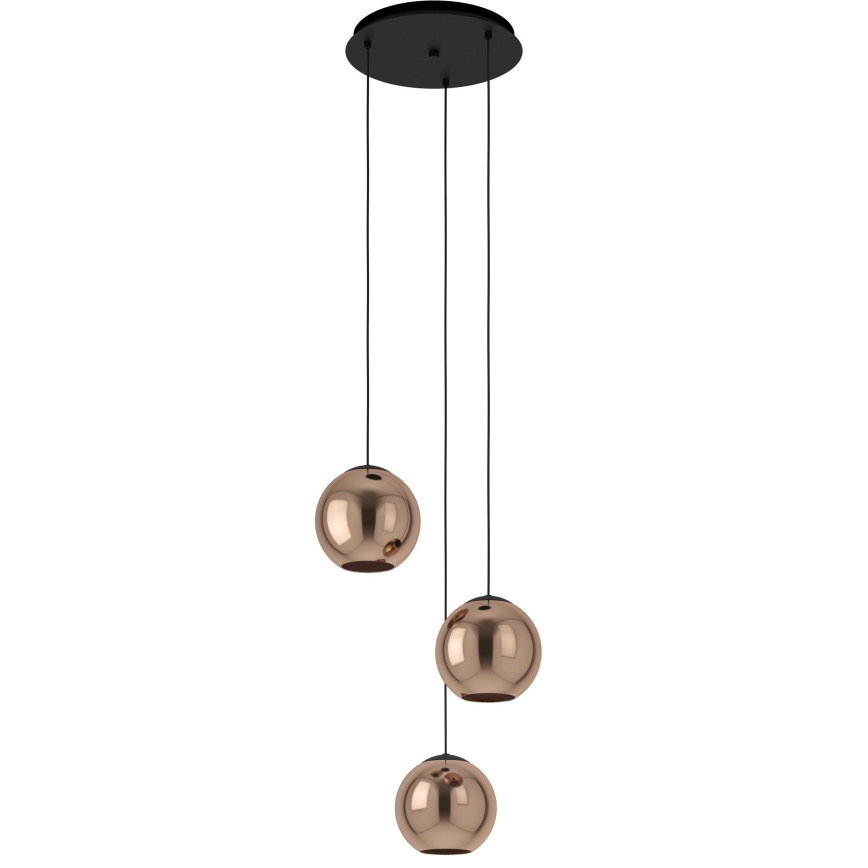 Eglo - Lampadario a sospensione con filo 3xE27/40W/230V rame