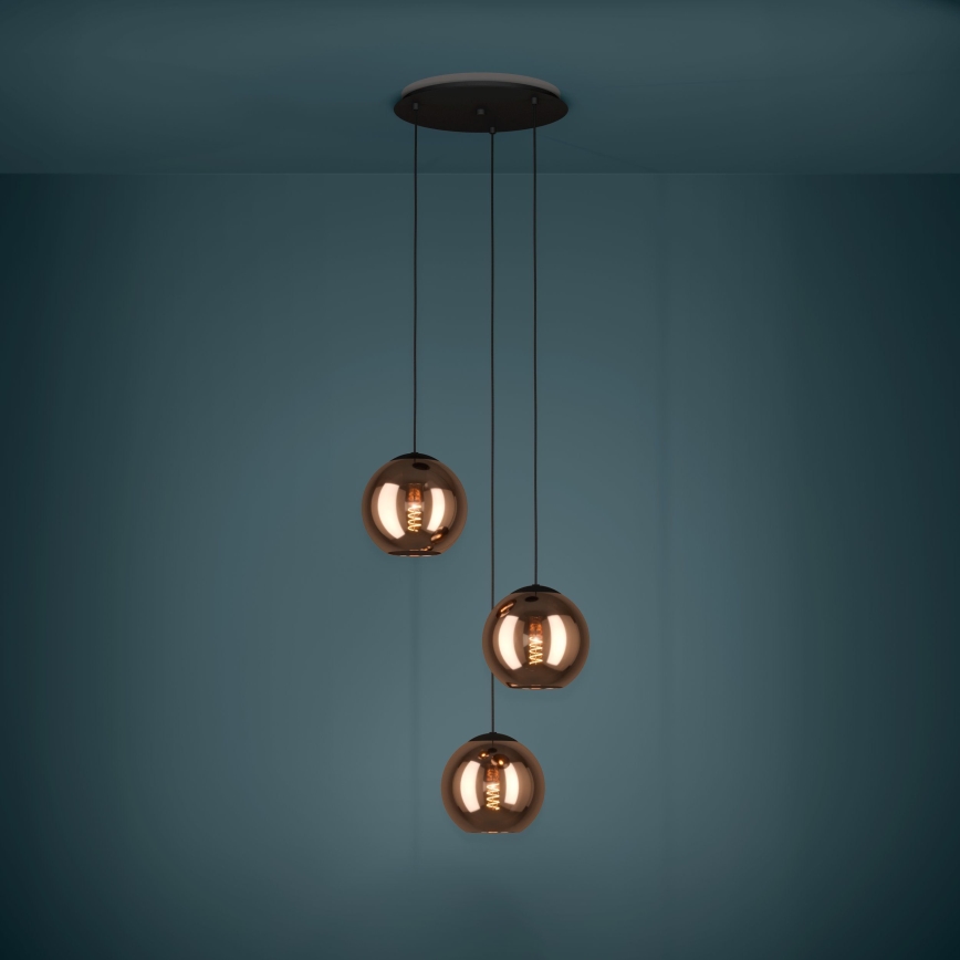 Eglo - Lampadario a sospensione con filo 3xE27/40W/230V rame