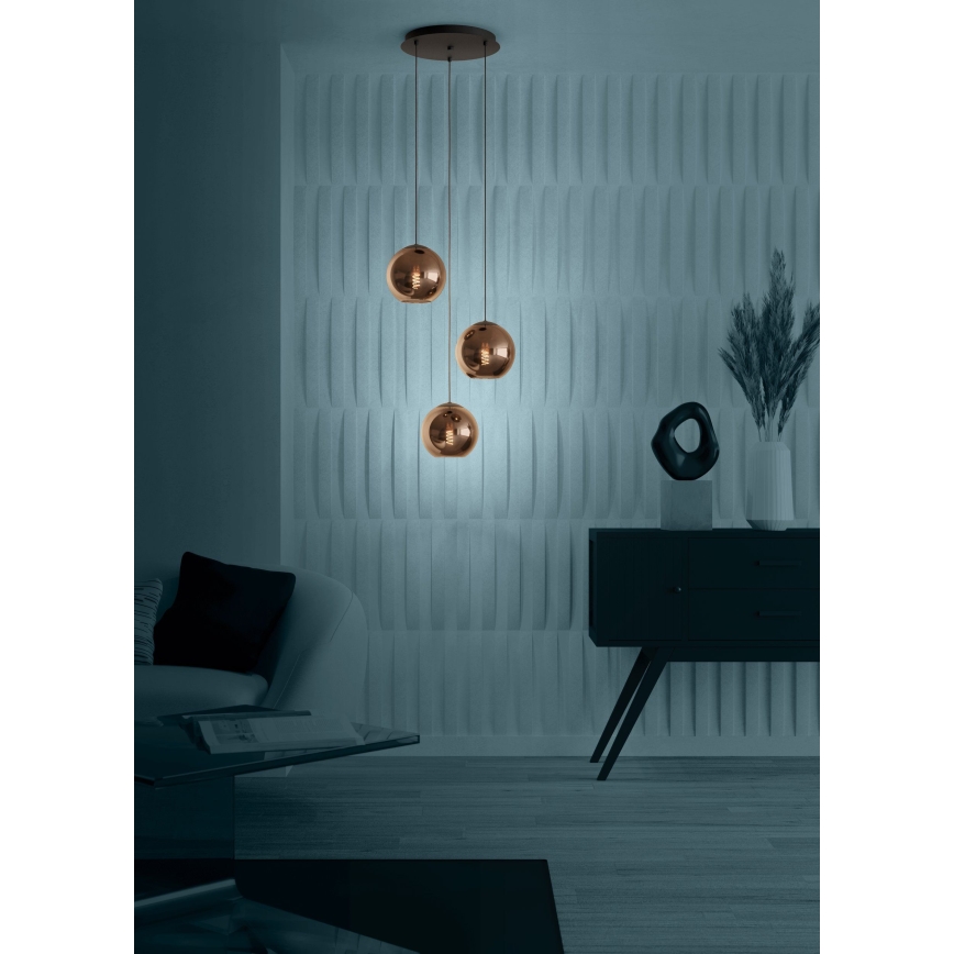 Eglo - Lampadario a sospensione con filo 3xE27/40W/230V rame