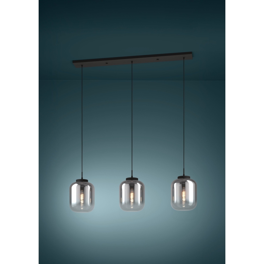 Eglo - Lampadario a sospensione con filo 3xE27/40W/230V fumé